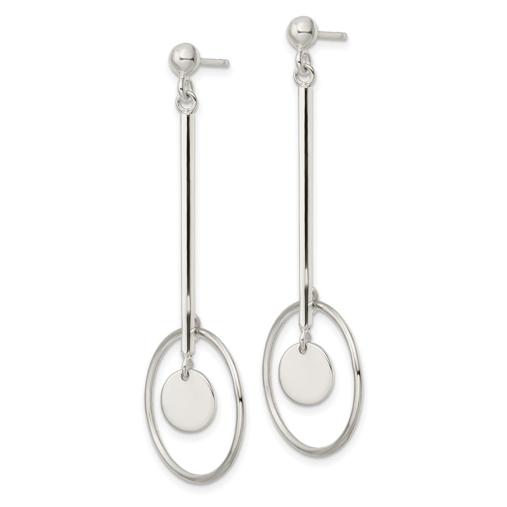 Sterling Silver Bar And Circle Dangle Post Earrings