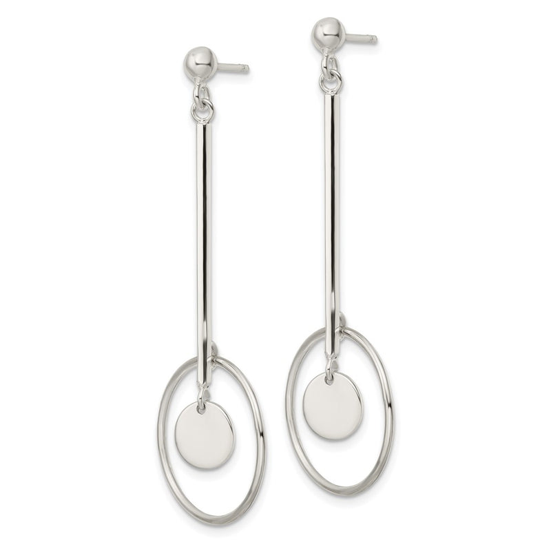 Sterling Silver Bar And Circle Dangle Post Earrings