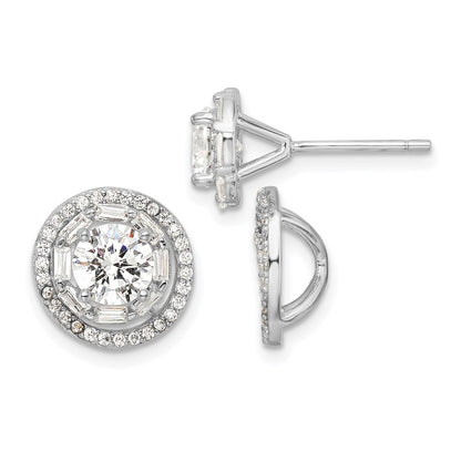 Sterling Silver Rhodium-Plated Polished 6mm Cz Stud W/ Jackets Earrings
