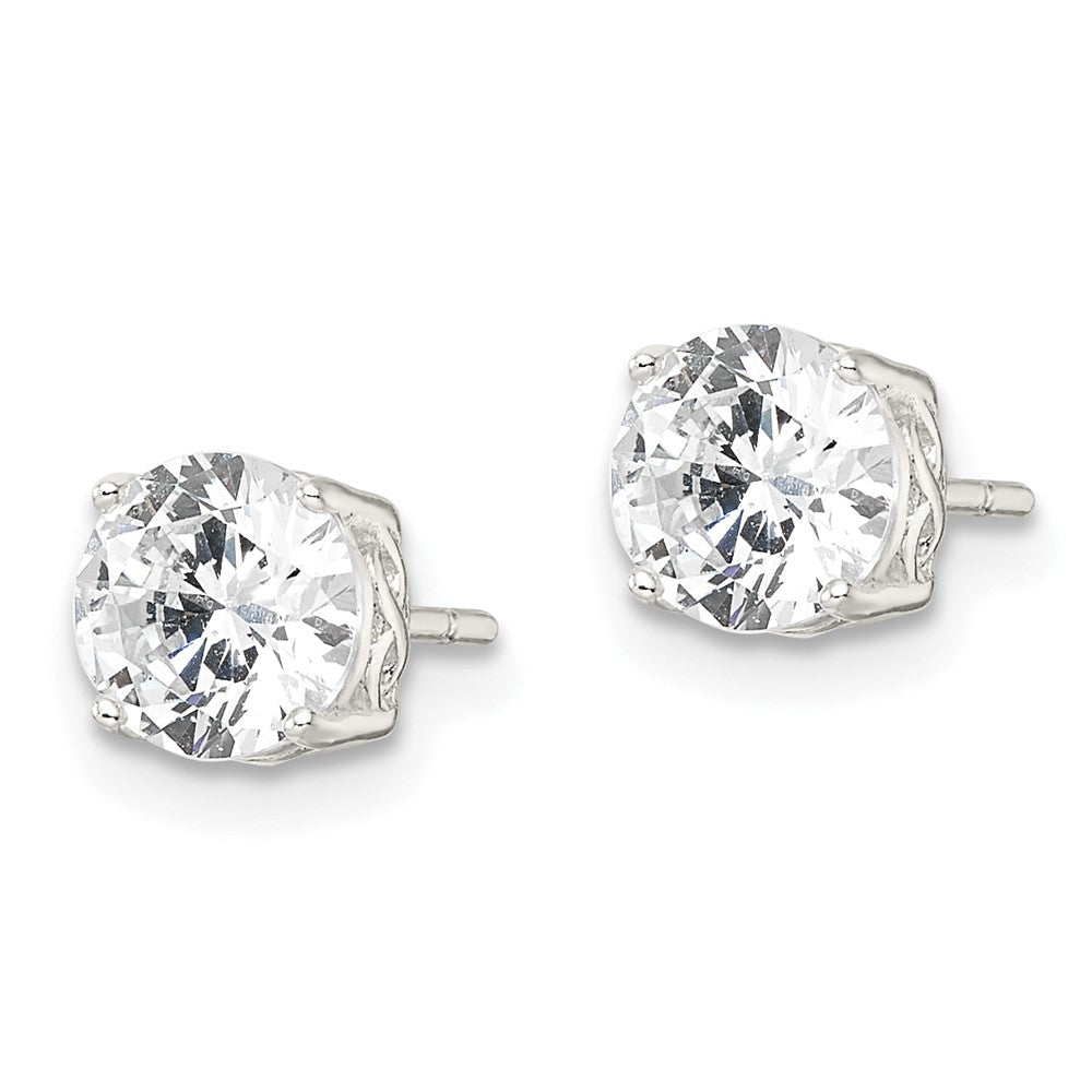Sterling Silver Polished 6mm Round Cz Infinity Basket Set Stud Earrings