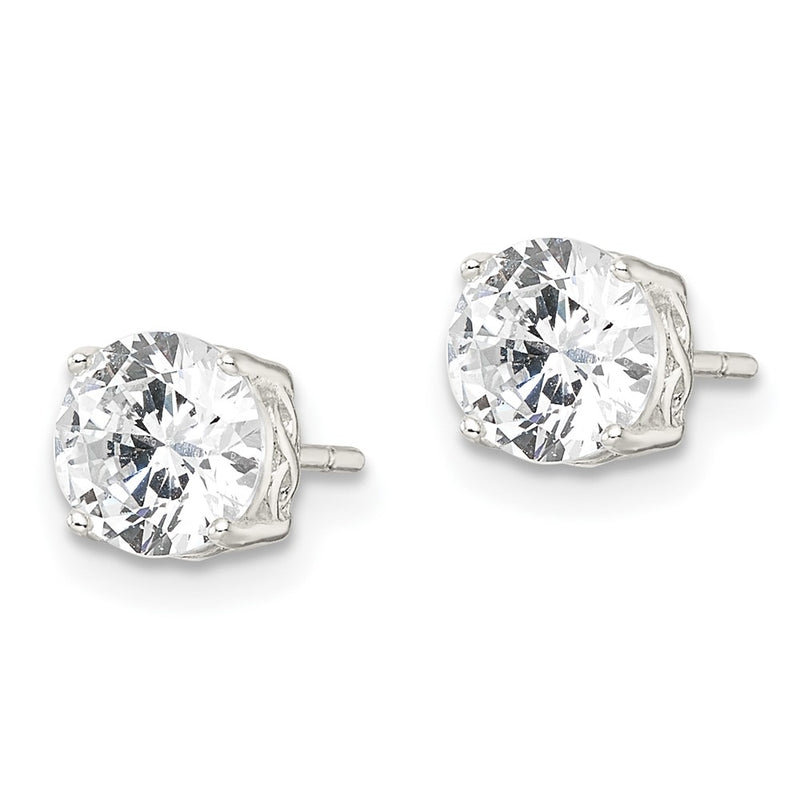 Sterling Silver Polished 6mm Round Cz Infinity Basket Set Stud Earrings