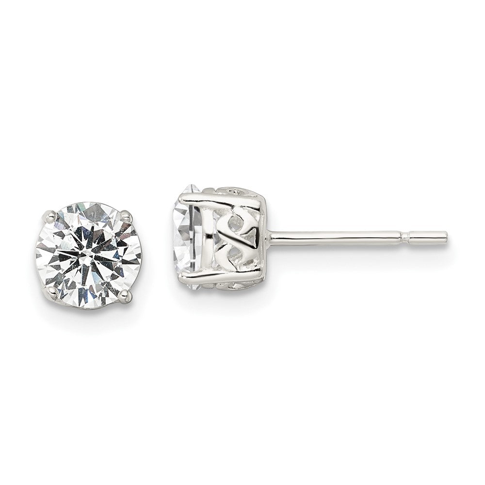 Sterling Silver Polished 6mm Round Cz Infinity Basket Set Stud Earrings