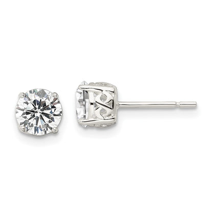 Sterling Silver Polished 6mm Round Cz Infinity Basket Set Stud Earrings