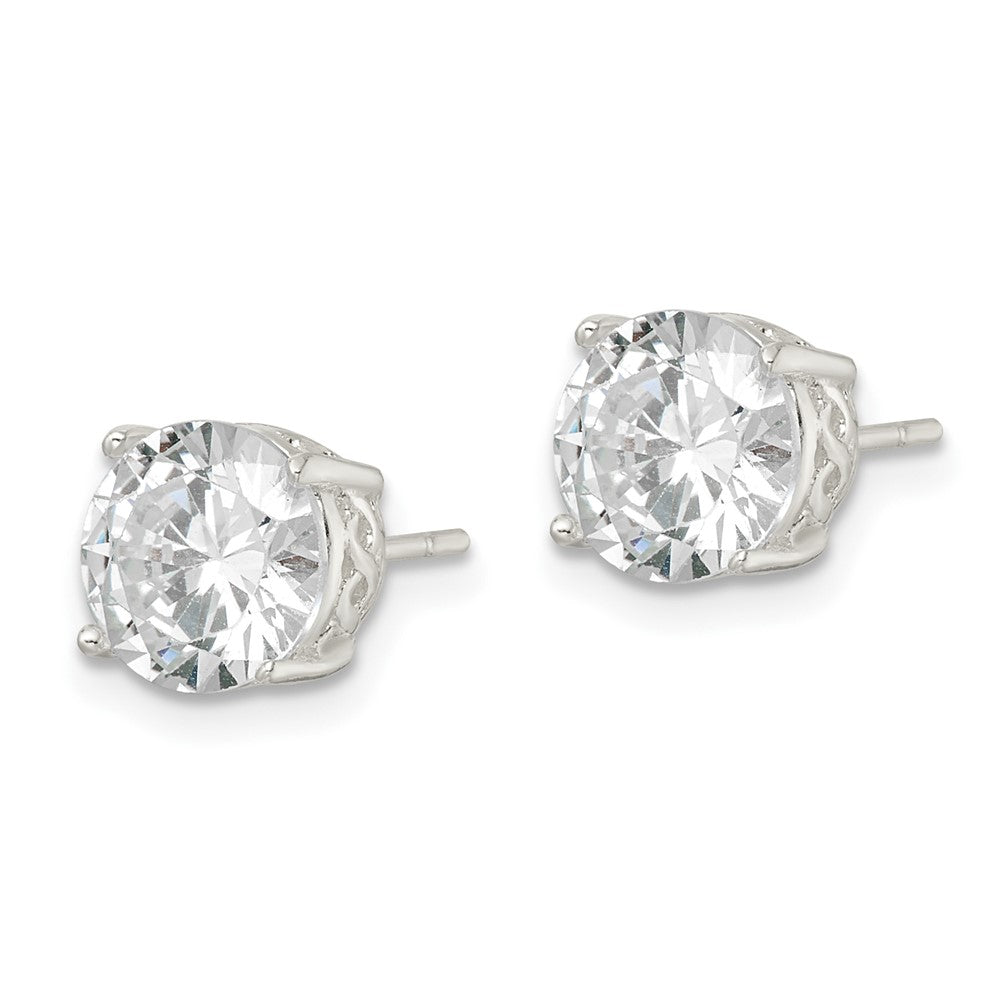 Sterling Silver Polished 8mm Round Cz Infinity Basket Set Stud Earrings