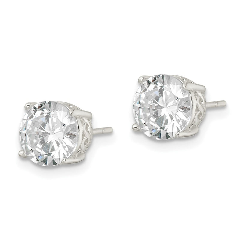 Sterling Silver Polished 8mm Round Cz Infinity Basket Set Stud Earrings