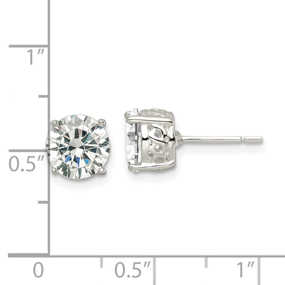 Sterling Silver Polished 8mm Round Cz Infinity Basket Set Stud Earrings