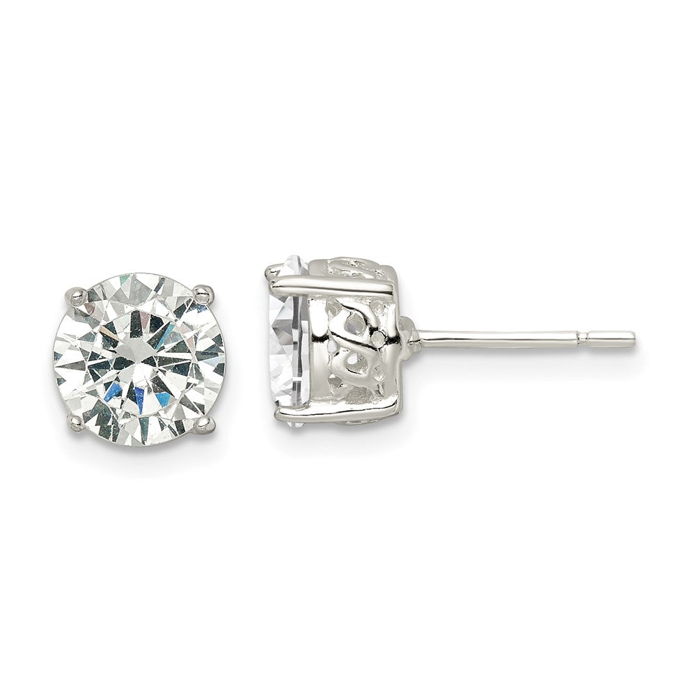 Sterling Silver Polished 8mm Round Cz Infinity Basket Set Stud Earrings