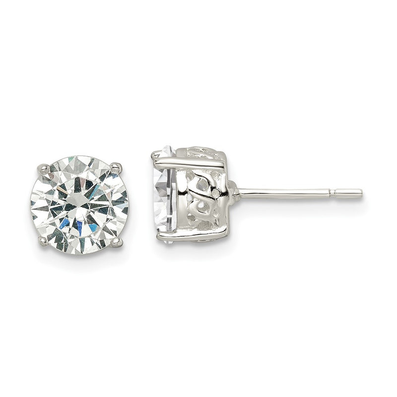 Sterling Silver Polished 8mm Round Cz Infinity Basket Set Stud Earrings