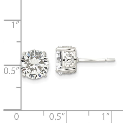 Sterling Silver Polished 8mm Round Cz Heart Basket Set Stud Earrings