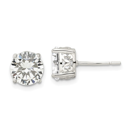 Sterling Silver Polished 8mm Round Cz Heart Basket Set Stud Earrings