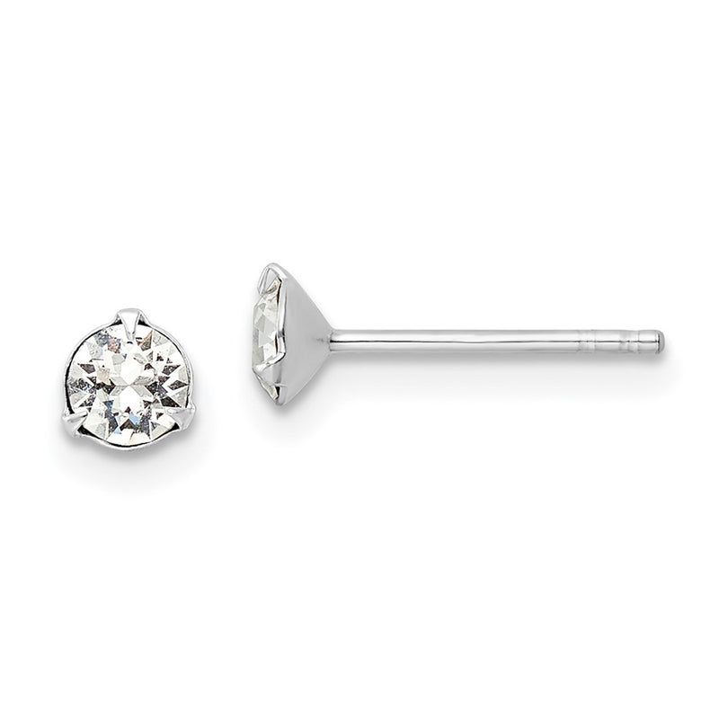 Sterling Silver Rhodium-Plated Polished Round 4.5mm Crystal Stud Earrings