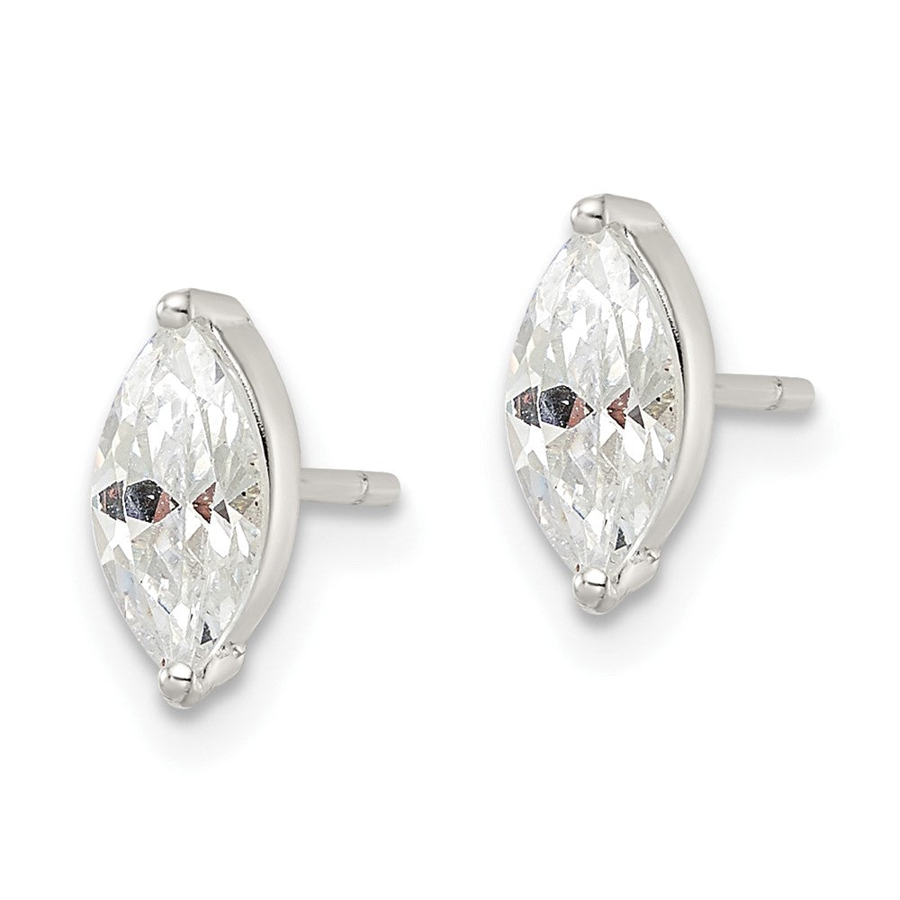 Sterling Silver Polished 9X4mm Marquise Cz Stud Earrings