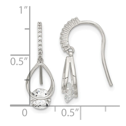 Sterling Silver Rhodium-Plated Polished Fancy Cz Dangle Earrings