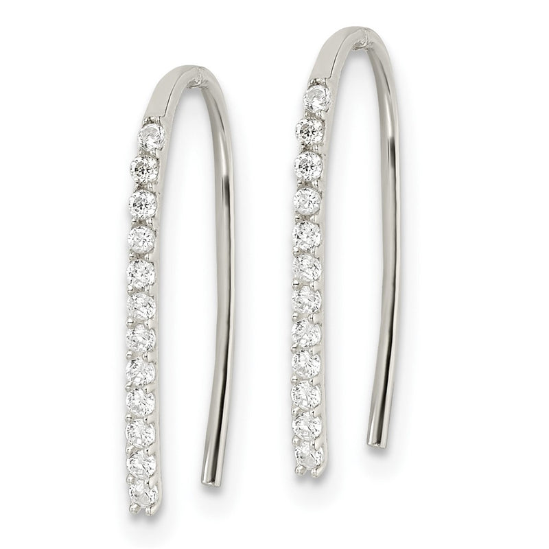 Sterling Silver Polished Cz Threader Earrings