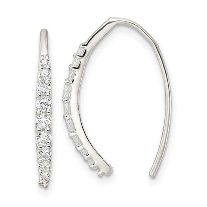 Sterling Silver Polished Cz Threader Earrings