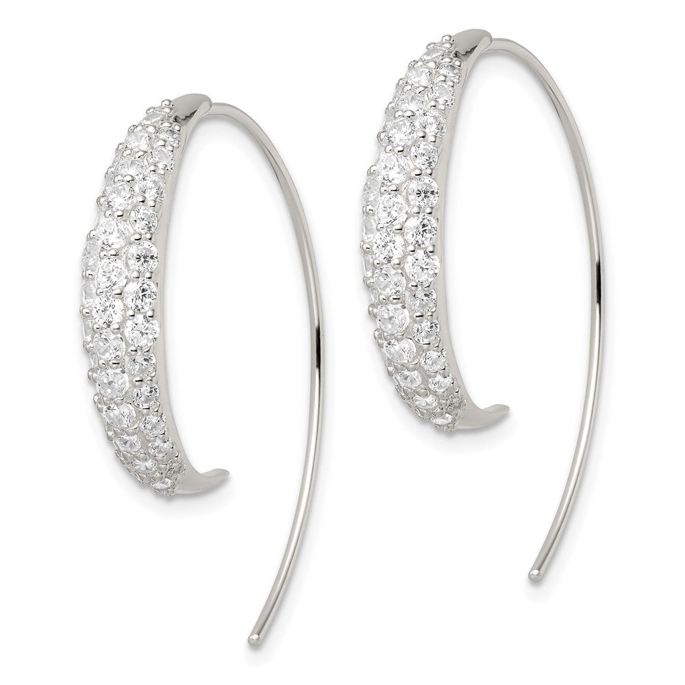 Sterling Silver Polished Cz Threader Earrings
