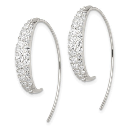 Sterling Silver Polished Cz Threader Earrings