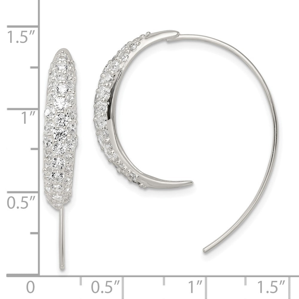 Sterling Silver Polished Cz Threader Earrings