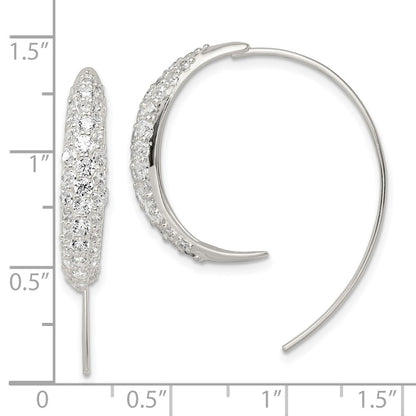 Sterling Silver Polished Cz Threader Earrings