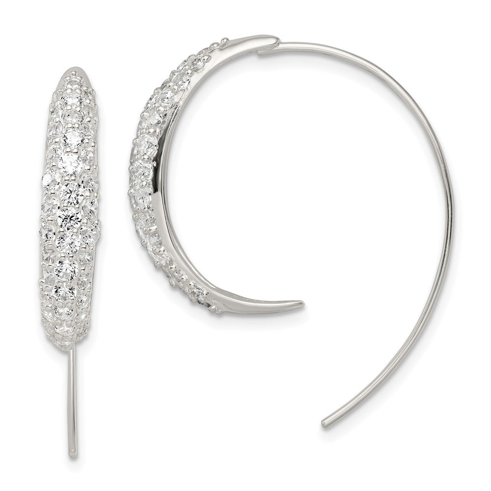 Sterling Silver Polished Cz Threader Earrings