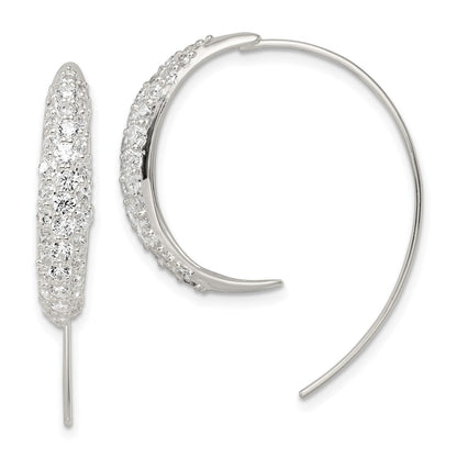 Sterling Silver Polished Cz Threader Earrings