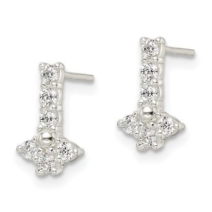 Sterling Silver Polished Cz Post Earrings
