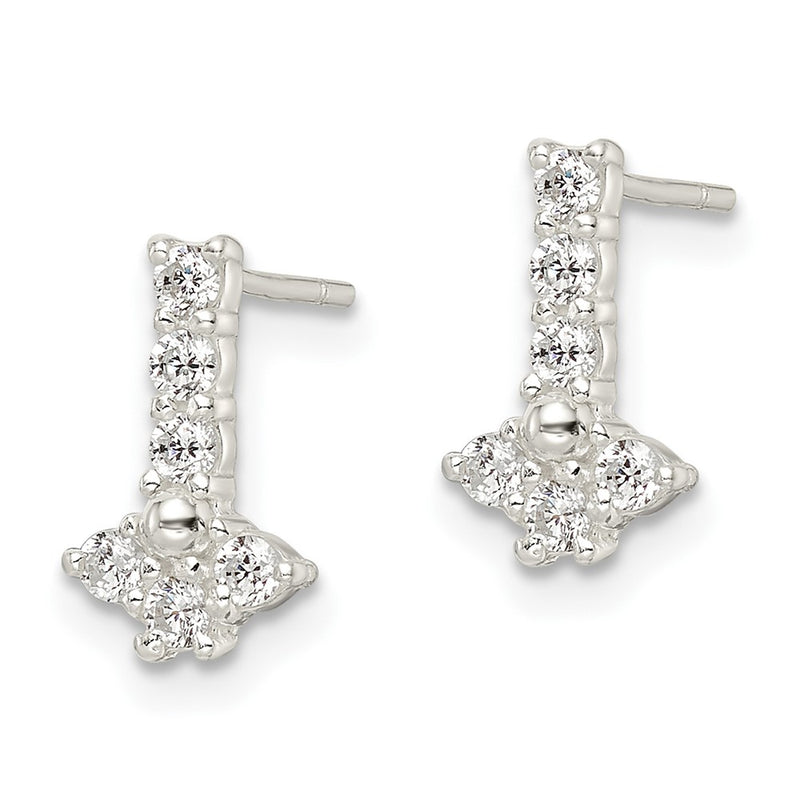 Sterling Silver Polished Cz Post Earrings