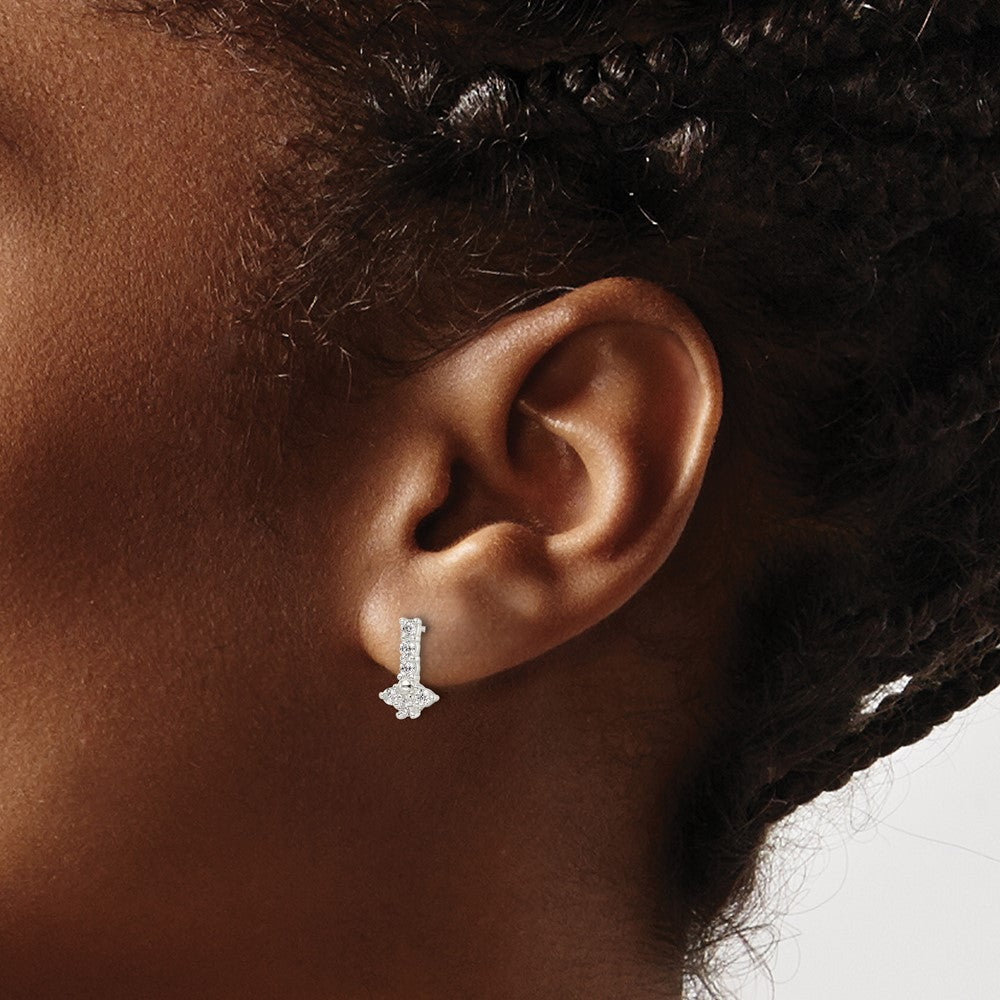 Sterling Silver Polished Cz Post Earrings
