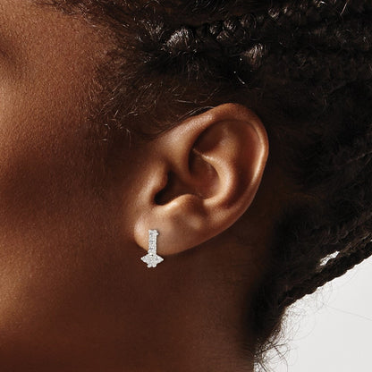 Sterling Silver Polished Cz Post Earrings
