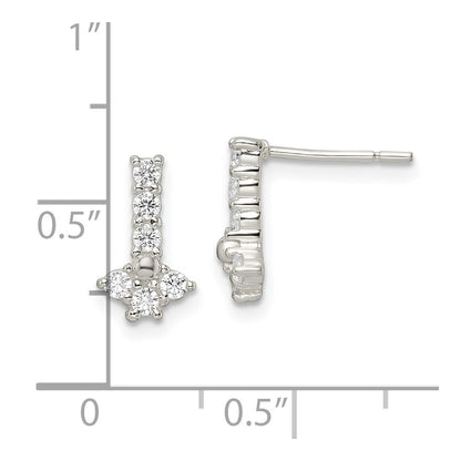 Sterling Silver Polished Cz Post Earrings