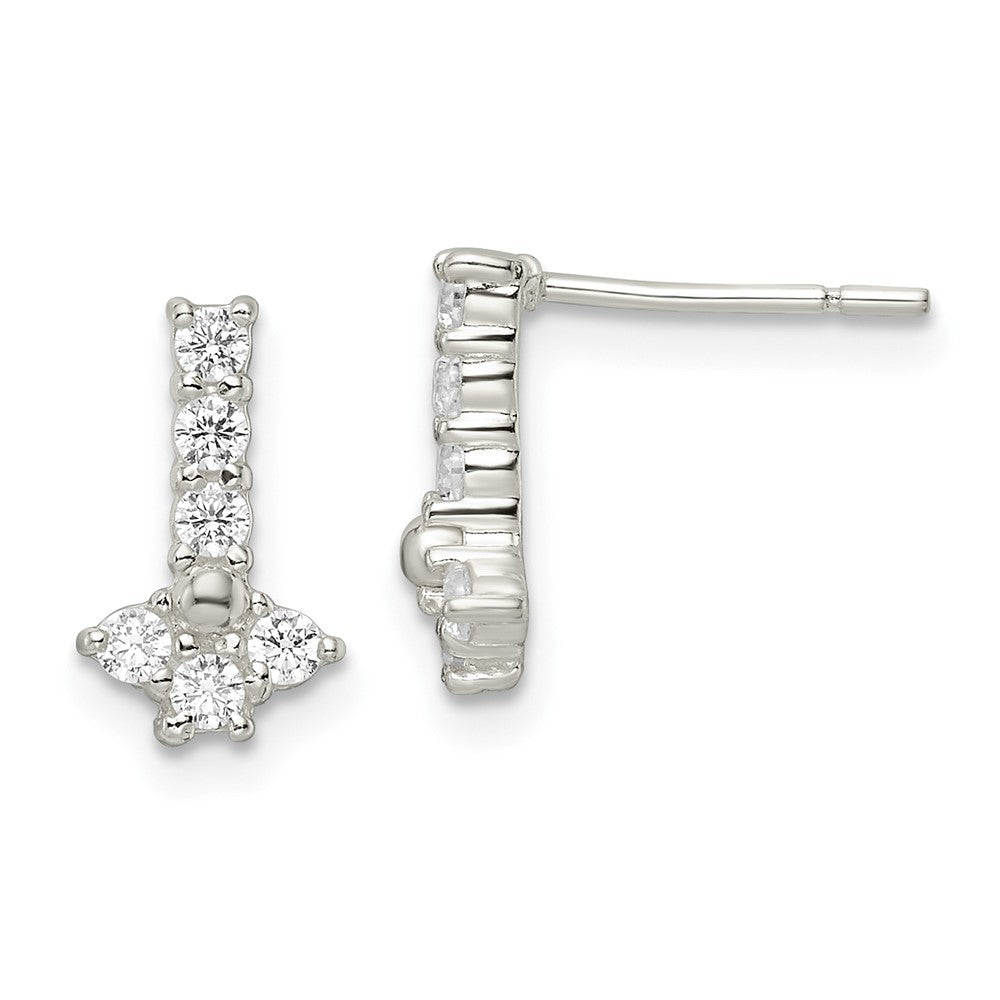 Sterling Silver Polished Cz Post Earrings
