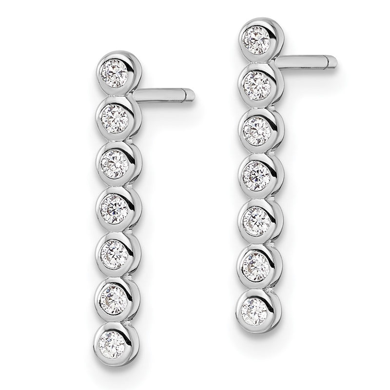 Sterling Silver Rhodium-Plated Polished Seven Cz Bezel Post Earrings
