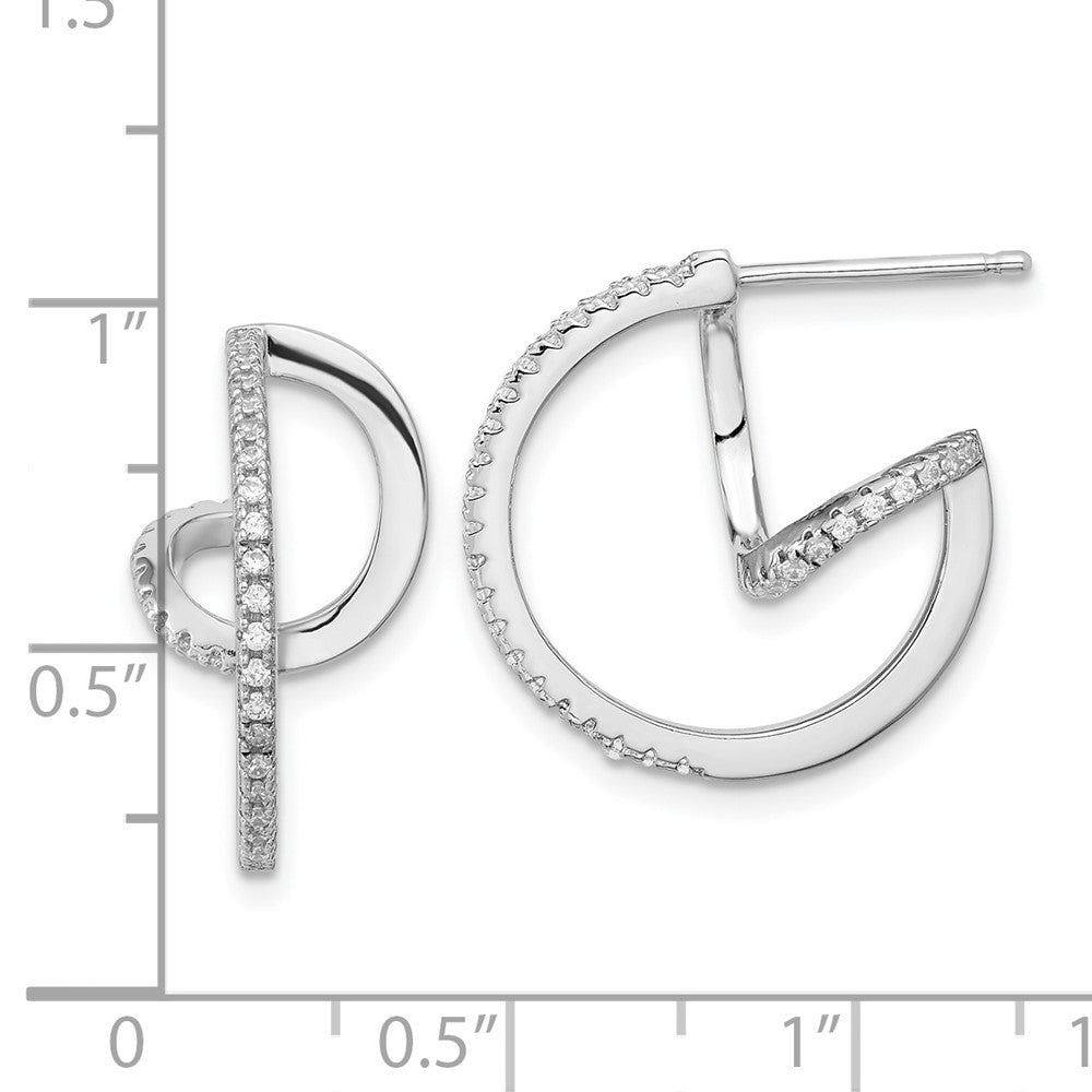 Sterling Silver Rhodium-Plated Cz Twisted Hoop Earrings
