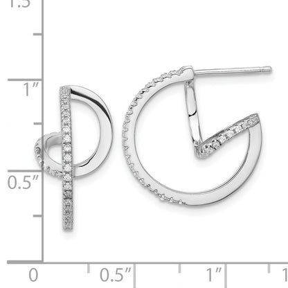 Sterling Silver Rhodium-Plated Cz Twisted Hoop Earrings