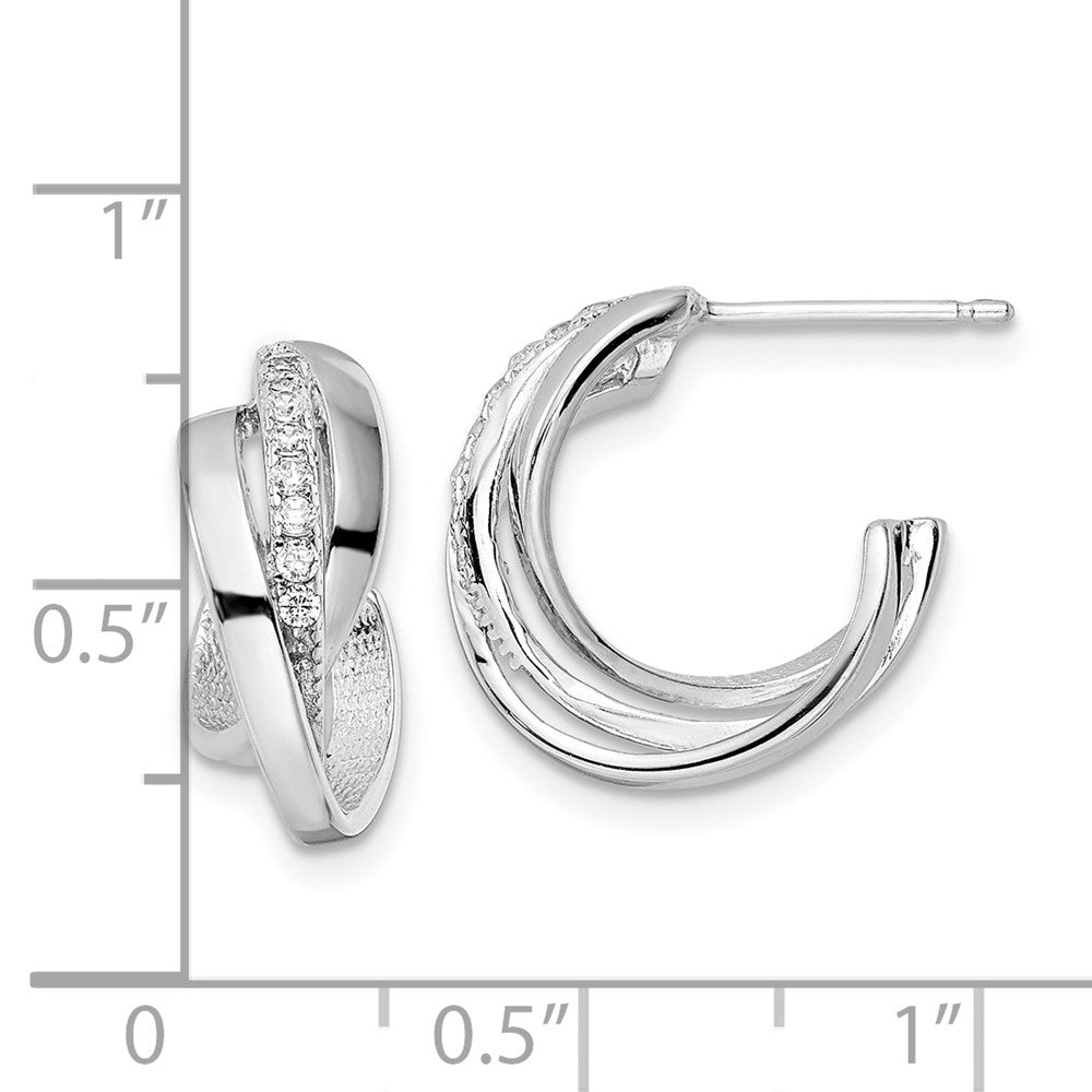 Sterling Silver Rhodium-Plated Polished Cz Twisted Post Earrings