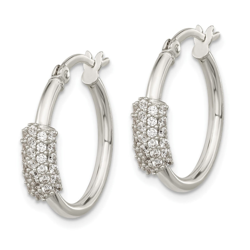 Sterling Silver Polished Cz Hoop Earrings