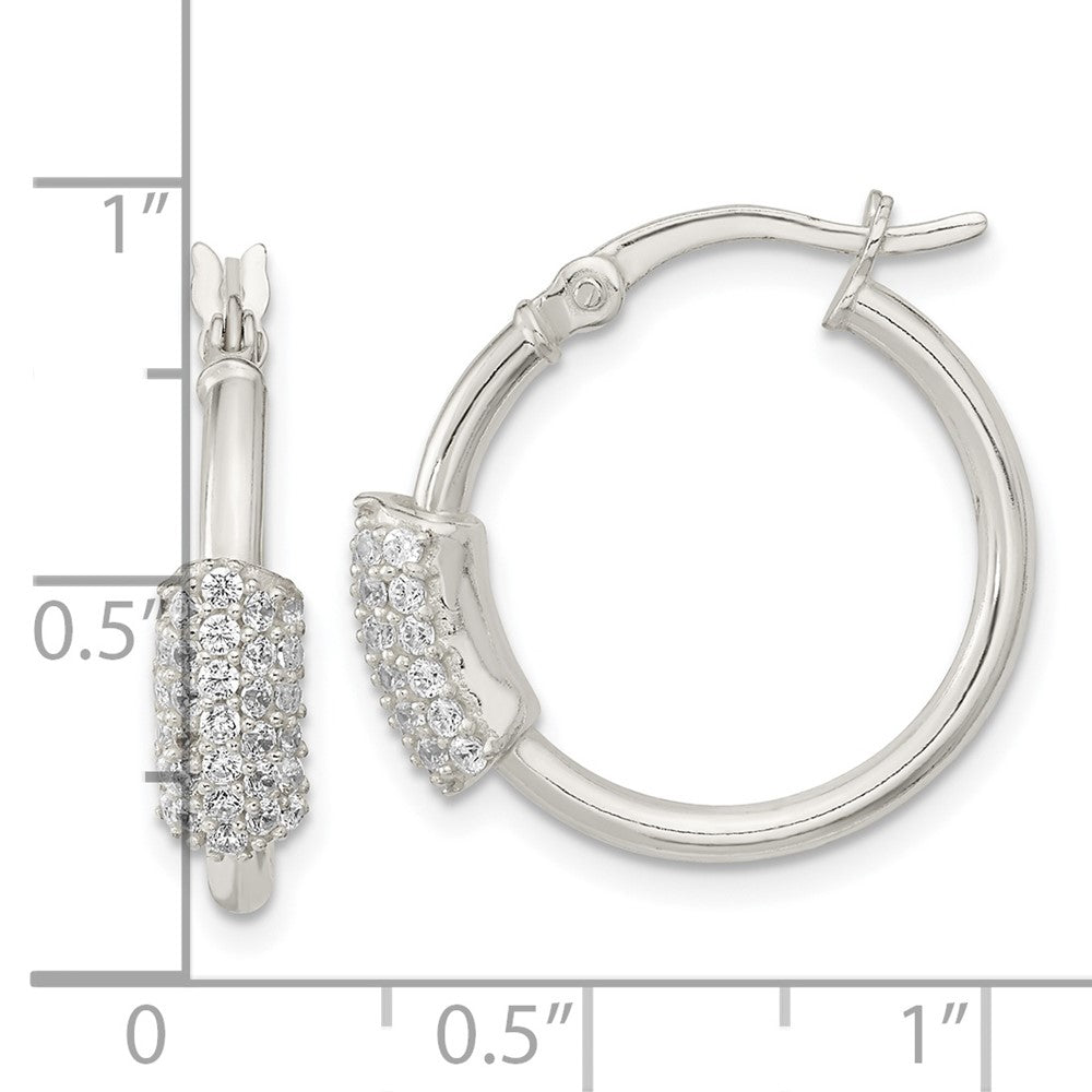 Sterling Silver Polished Cz Hoop Earrings