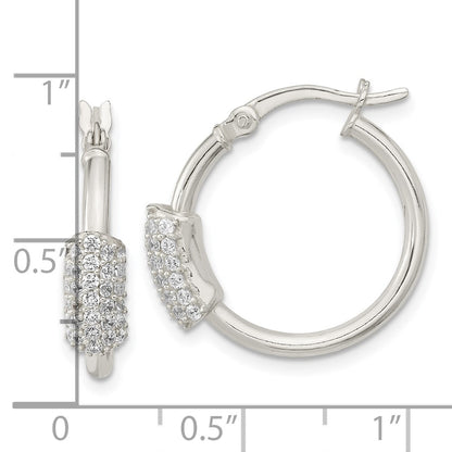 Sterling Silver Polished Cz Hoop Earrings