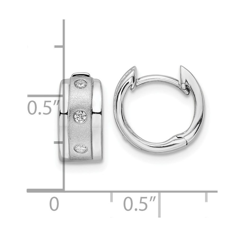 Sterling Silver Rh Polished Cz Hoop Earrings