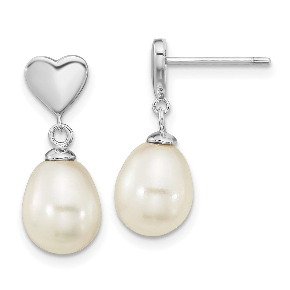 Handmade 925 Sterling Silver Freshwater Pearl Drop Dangle Earrings – 6-7mm Genuine Pearl, Silver, Hoop Style