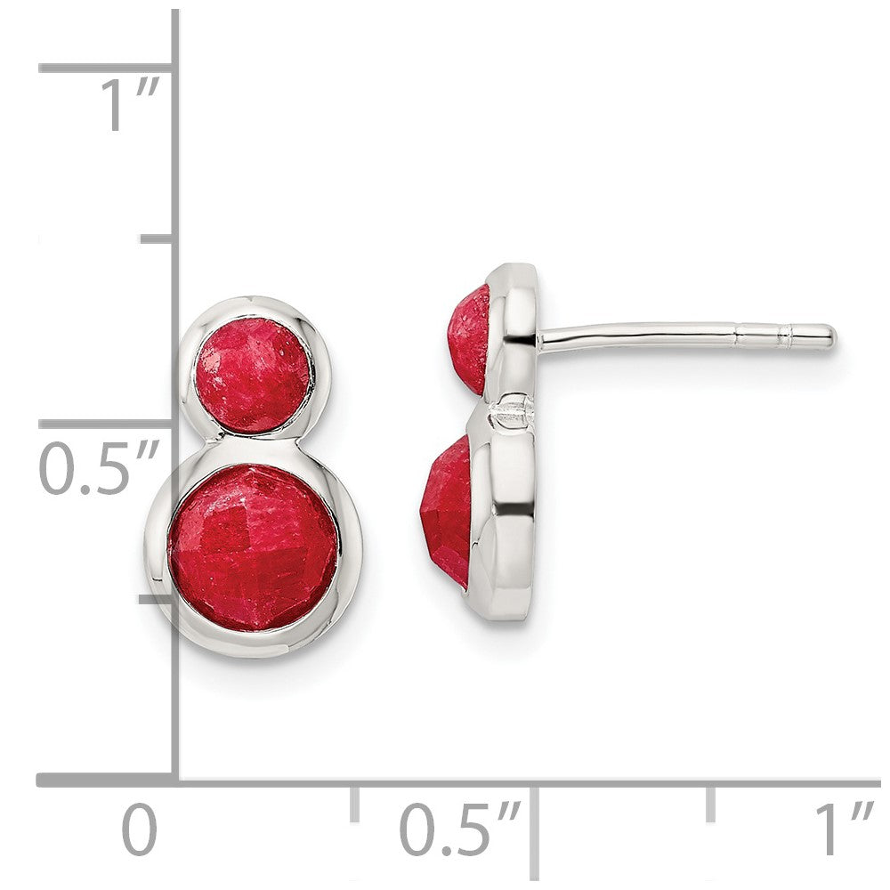 Sterling Silver Polished Red Spodumene Post Earrings