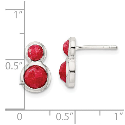 Sterling Silver Polished Red Spodumene Post Earrings