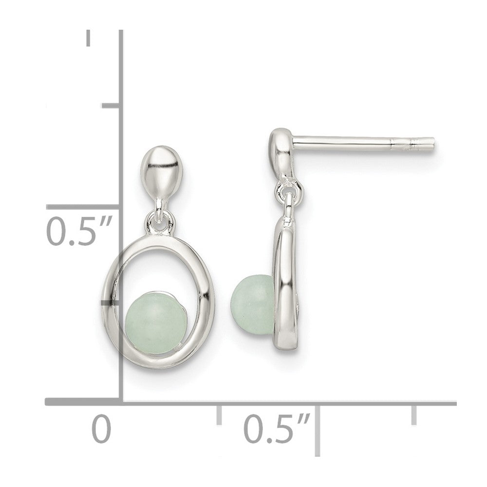 Sterling Silver Polished Light Blue Quartzite Post Oval Dangle Earrings