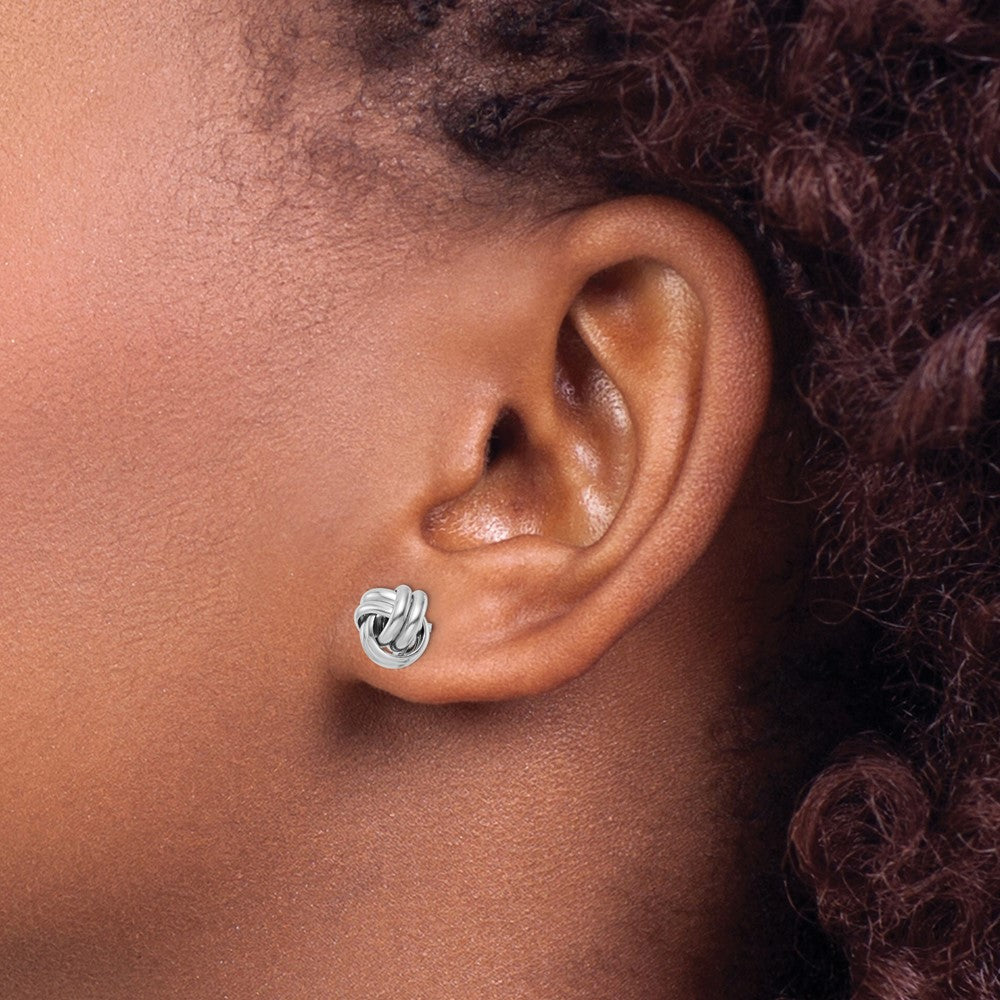 Sterling Silver Rhodium-Plated Post Polished Love Knot Earrings