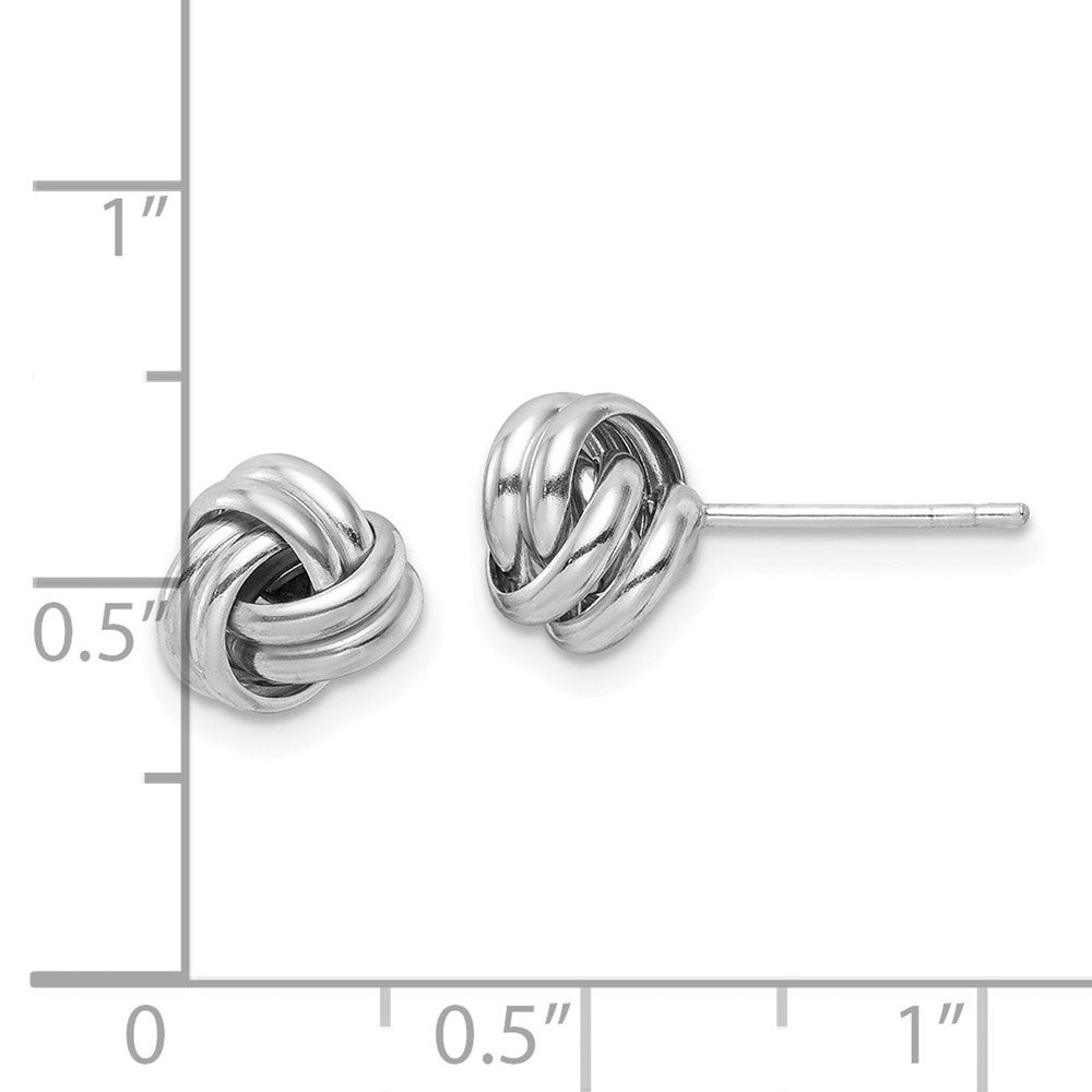 Sterling Silver Rhodium-Plated Post Polished Love Knot Earrings