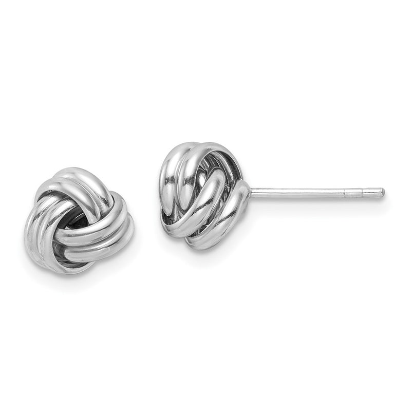 Sterling Silver Rhodium-Plated Post Polished Love Knot Earrings