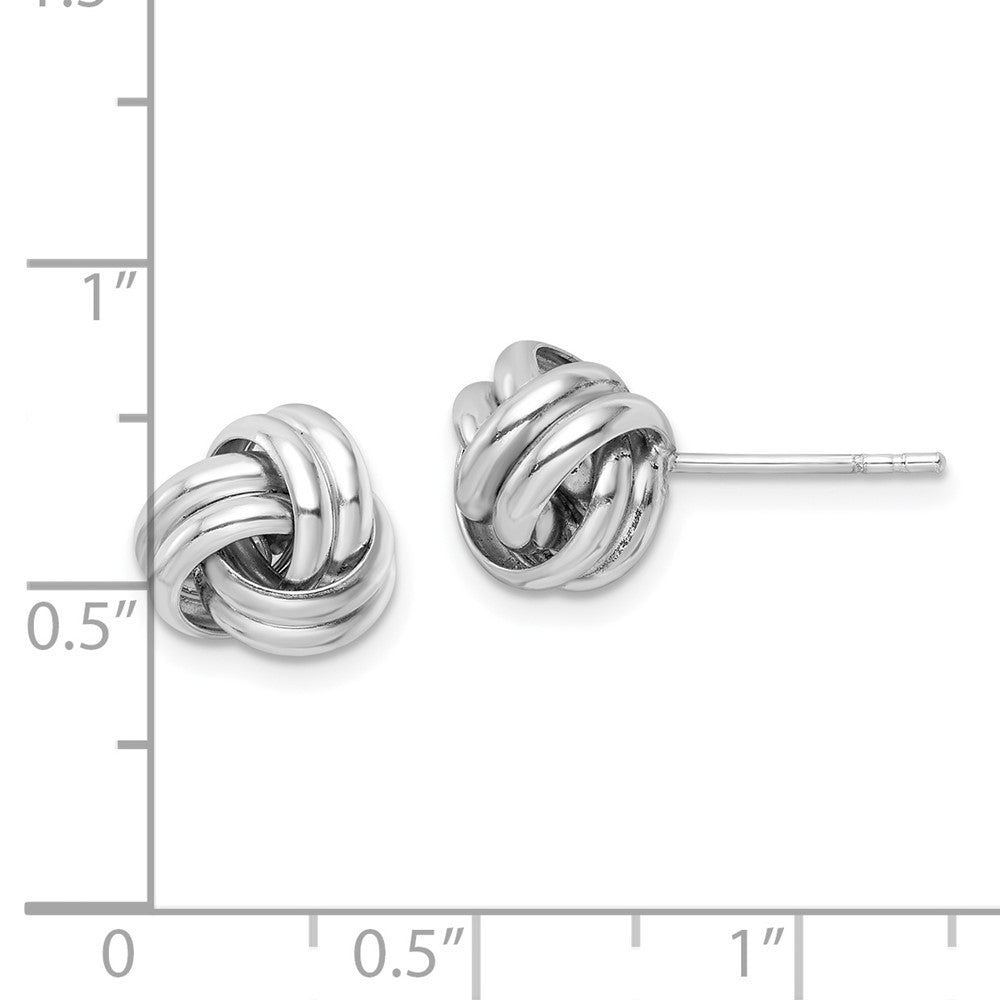 Sterling Silver Rhodium-Plated Post Love Knot Earrings