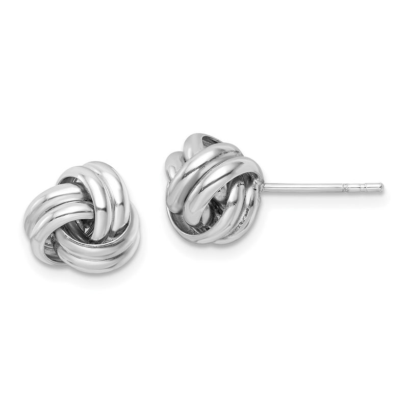Sterling Silver Rhodium-Plated Post Love Knot Earrings