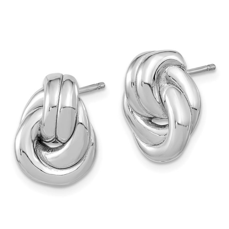Sterling Silver Rhodium-Plated Love Knot Hollow Post Earrings