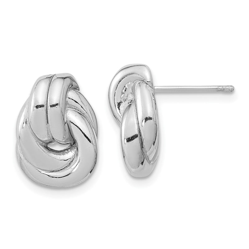 Sterling Silver Rhodium-Plated Love Knot Hollow Post Earrings